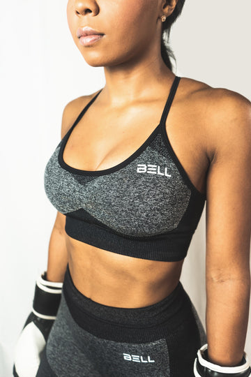 Criss Cross Sports Bra- Black and Gray
