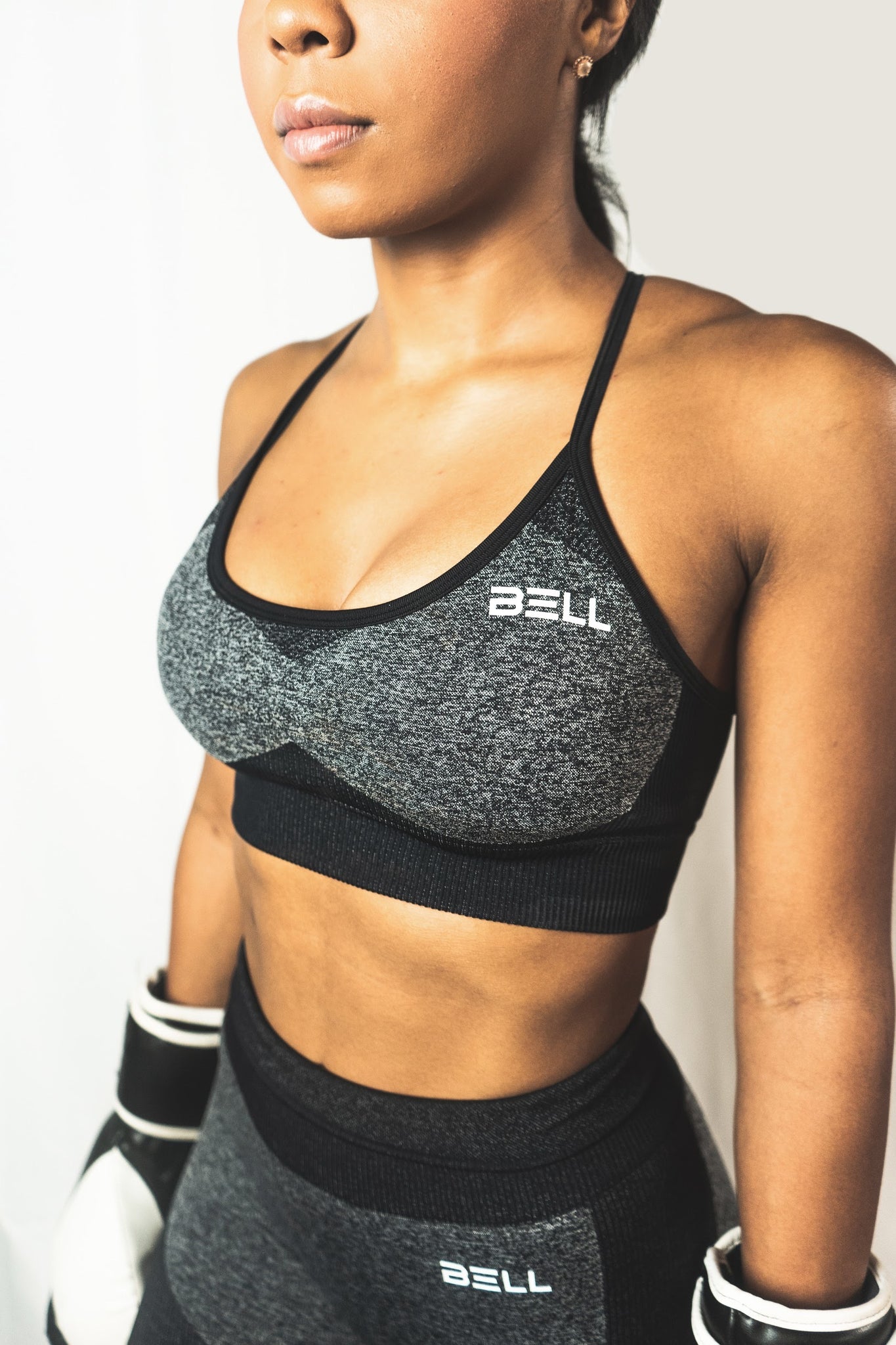 Criss Cross Sports Bra- Black and Gray